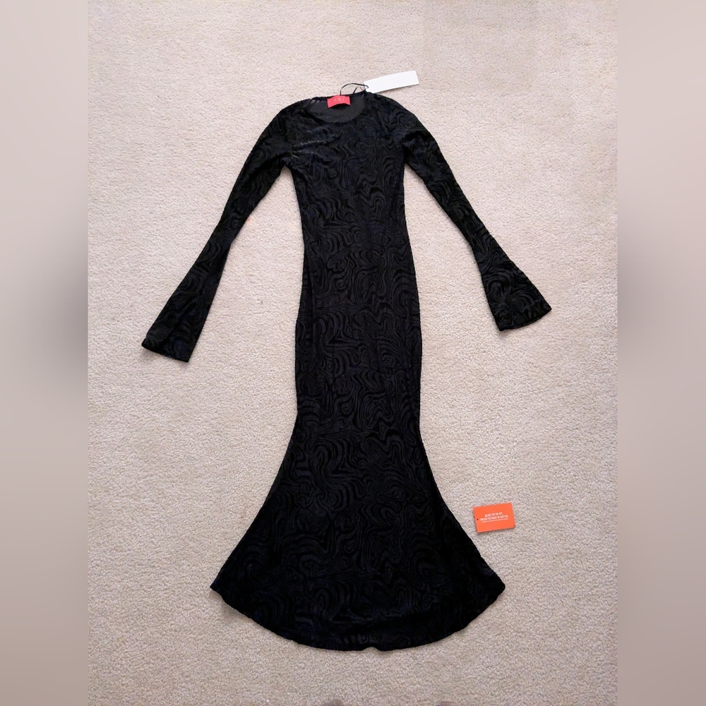Kai Collective black sheer long sleeves dress